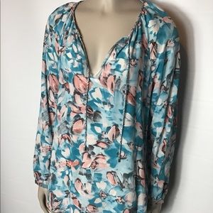 Rebecca Taylor women’s 100% silk floral blouse size 8